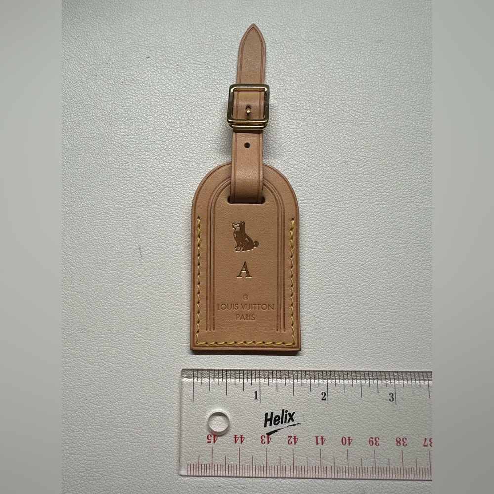 Louis Vuitton Beige Luggage Tag with Gold Buckle